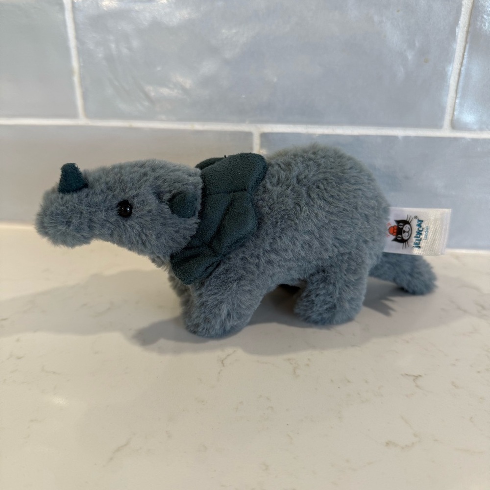 JELLYCAT Mini Fossilly Triceratops Green Soft Small Stuffie Plush Toy - RETIRED